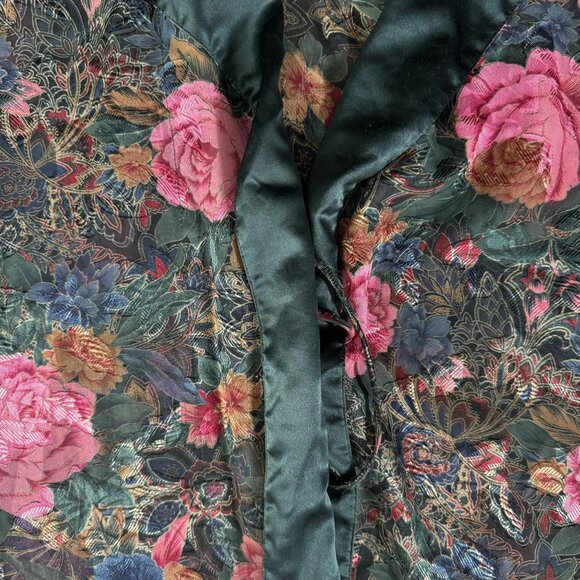 Vtg Victoria Secret Sheer Robe Womens Green Satin Y2K 90s Gold Label‎ No Belt - Picture 7 of 8